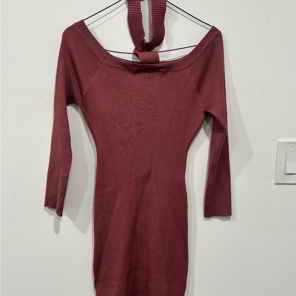 Off-Shoulder Ribbed Knit Dress